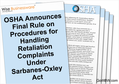 retaliation osha sarbanes oxley complaints handling governing whistleblower